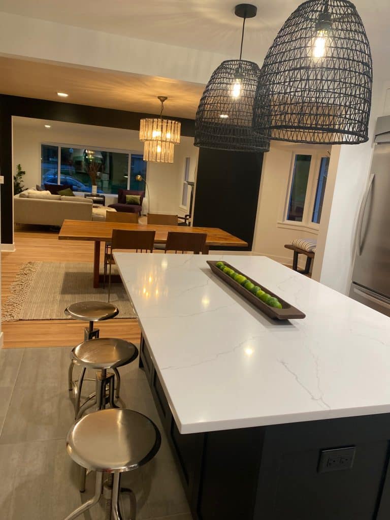 Colonial Drive Kitchen through dining and living room - After