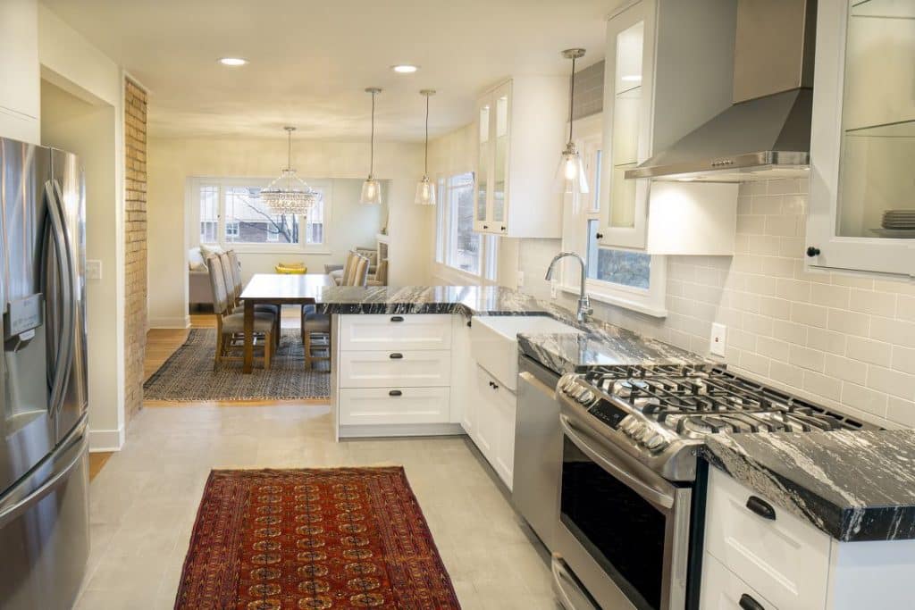 Harrison Avenue Kitchen through living room - after